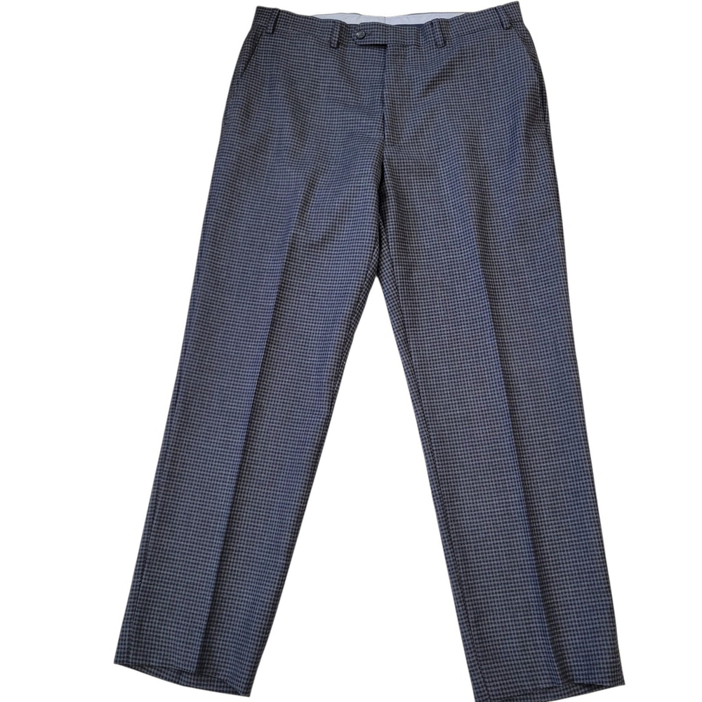 Hart Schaffner Marx Men's Plaid Slim-Fit Flat Front 100% Wool Lined Pants 38/30